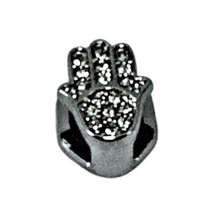 Life Charms Hamsa Hand Charm Silver Rhinestone European Style Bead